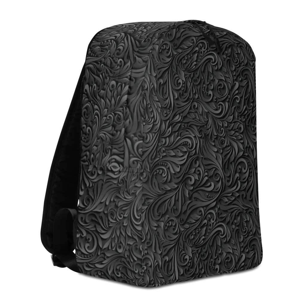 3D Black Ornament Pattern Minimalist Backpack