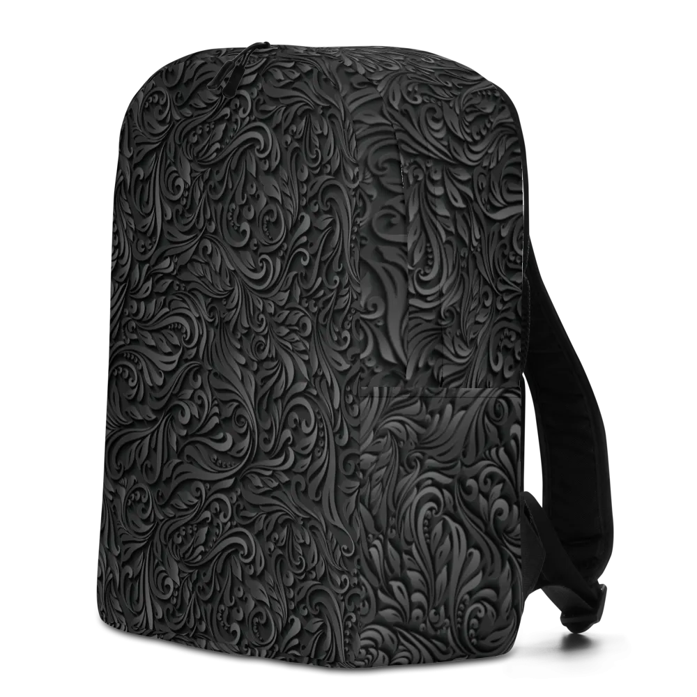 3D Black Ornament Pattern Minimalist Backpack