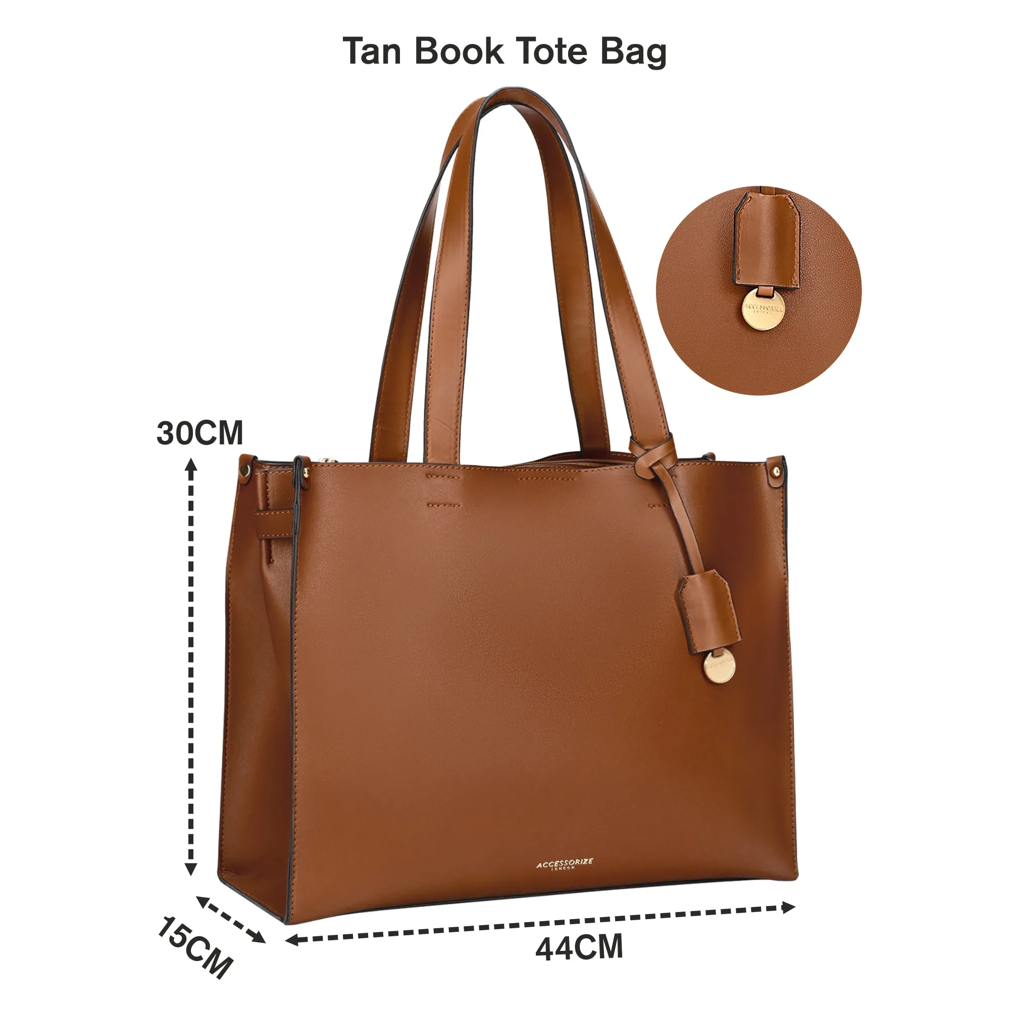 Accessorize London Women's Brown Book Tote Work Wear Bag