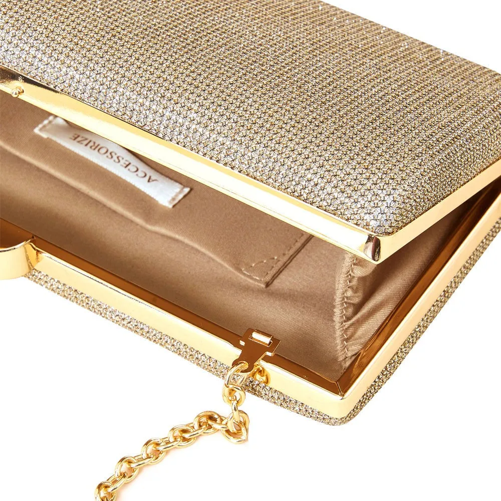 Accessorize London Women's Faux Leather Lurex hardcase-Gold