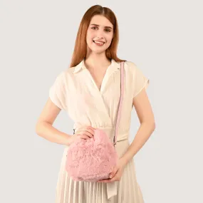 Accessorize London Women's  Pink Faux Fur Handheld Crossbody