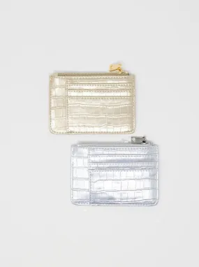 Afina Metallic Croc Card Holder