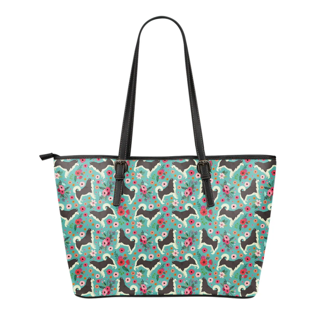 Alaskan Malamute Flower Tote Bag