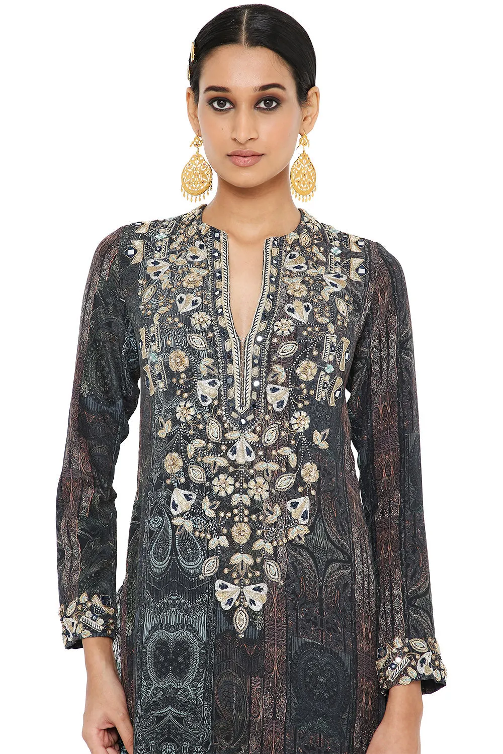 Amaira Embroidered Backless Kurta With Sharara