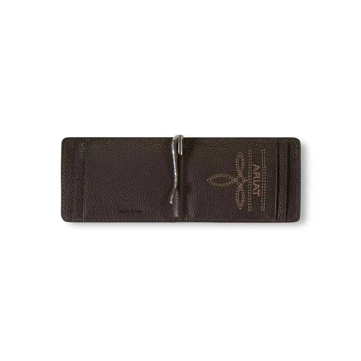 Ariat Men's Slim Fit Ostrich Pattern Bifold Wallet - Brown