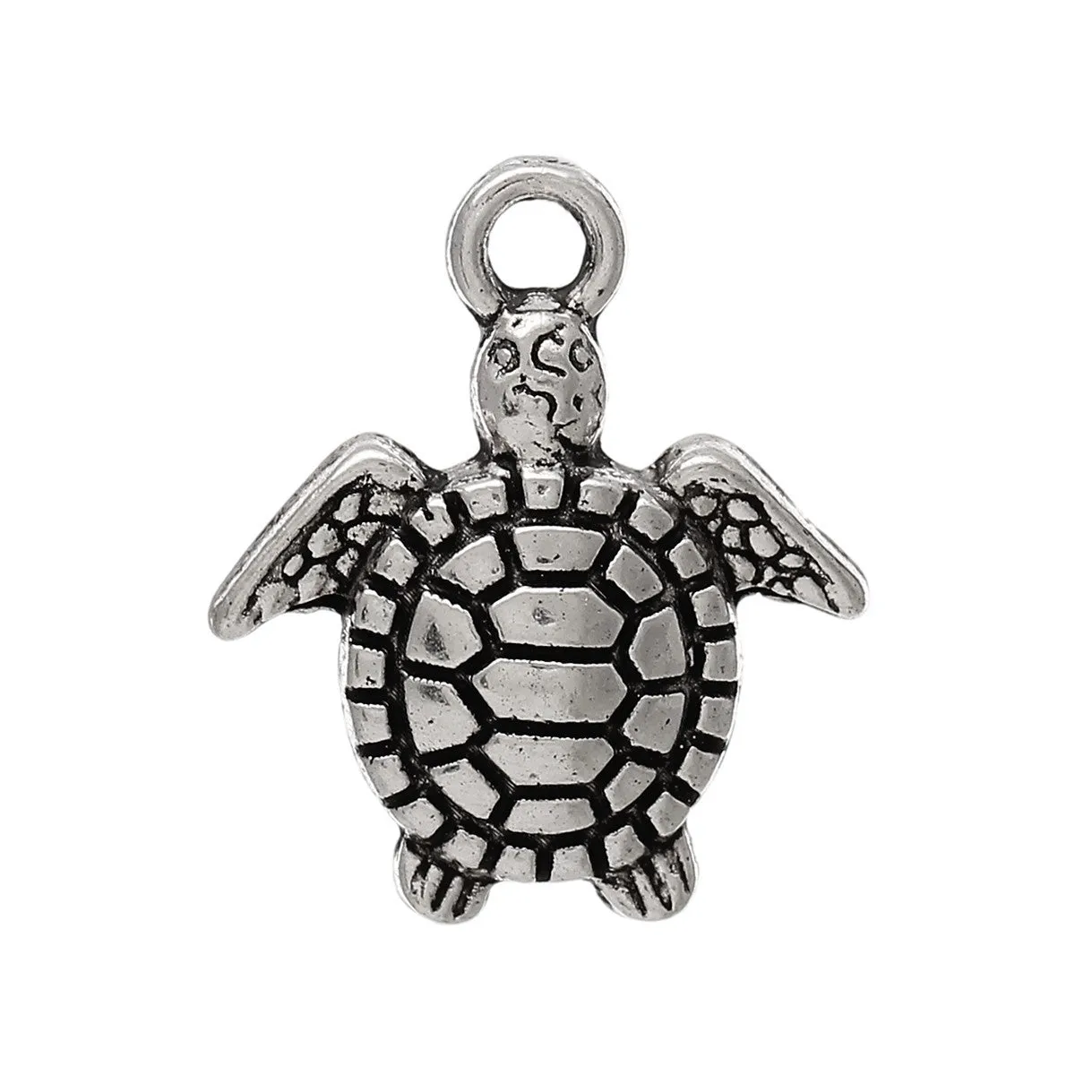 AVBeads Beach Charms Turtle Charms Silver 16mm x 14mm Metal Charms 10pcs