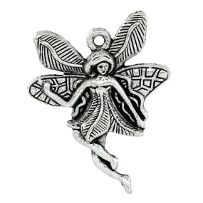 AVBeads Celtic Garden Fairy Silver 29mm x 23mm Metal Charms 4pcs