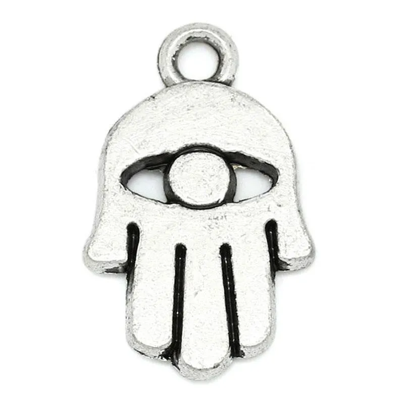 AVBeads Pagan Hamsa Charms Silver 19mm x 12mm Metal Charms 10pcs