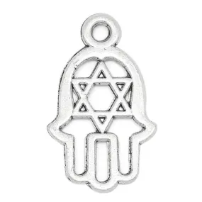 AVBeads Pagan Hamsa Charms Silver 21mm x 13mm Metal Charms 10pcs