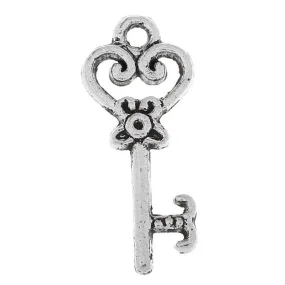 AVBeads Symbol Goth Misc Key Steampunk Silver 21mm x 9mm Metal Charms 10pcs