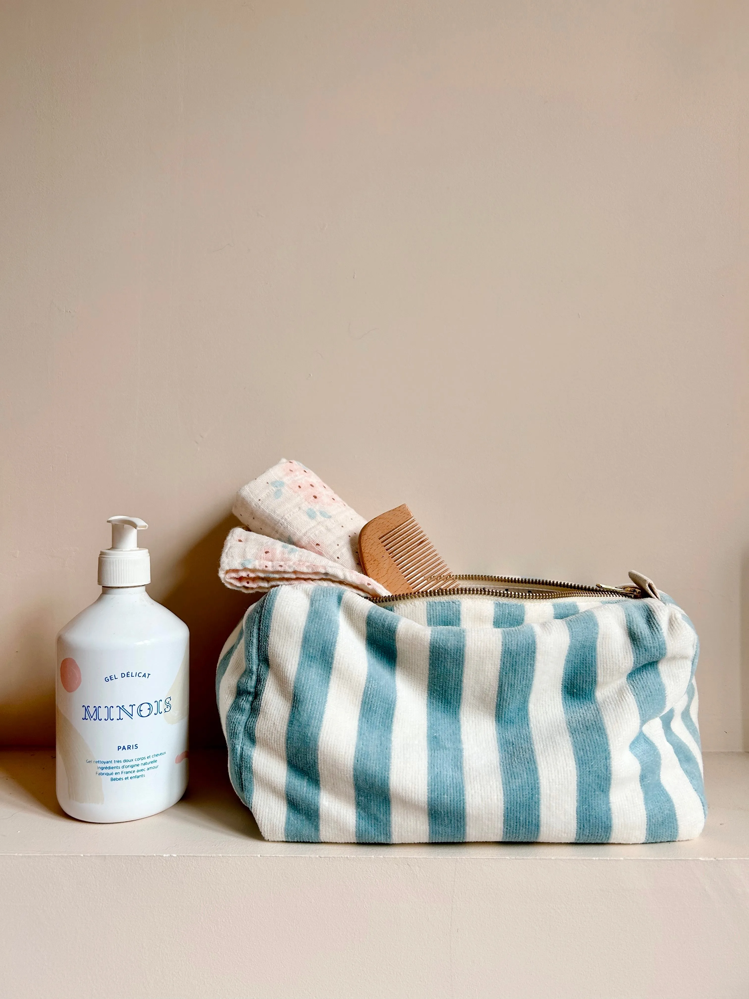 Blue Stripes Vic Wash Bag