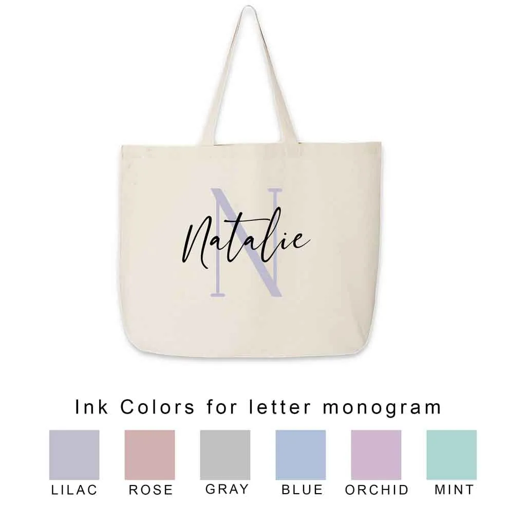 Bridal Party Tote Bag Personalized with Stylized Monogram