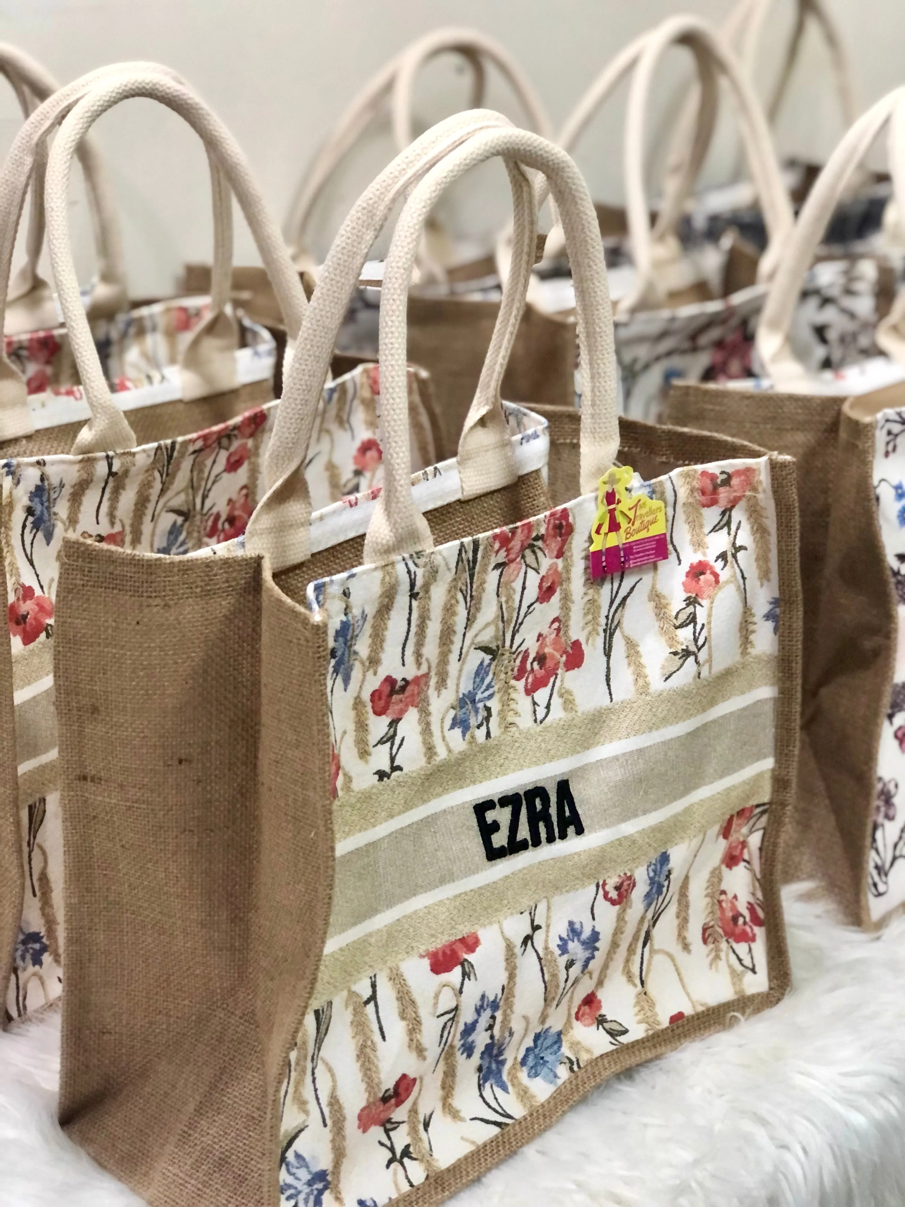 Burlap Book Tote