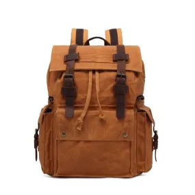 Canvas Leather Waterproof Large Capacity Backpack 20 to 35 Litre