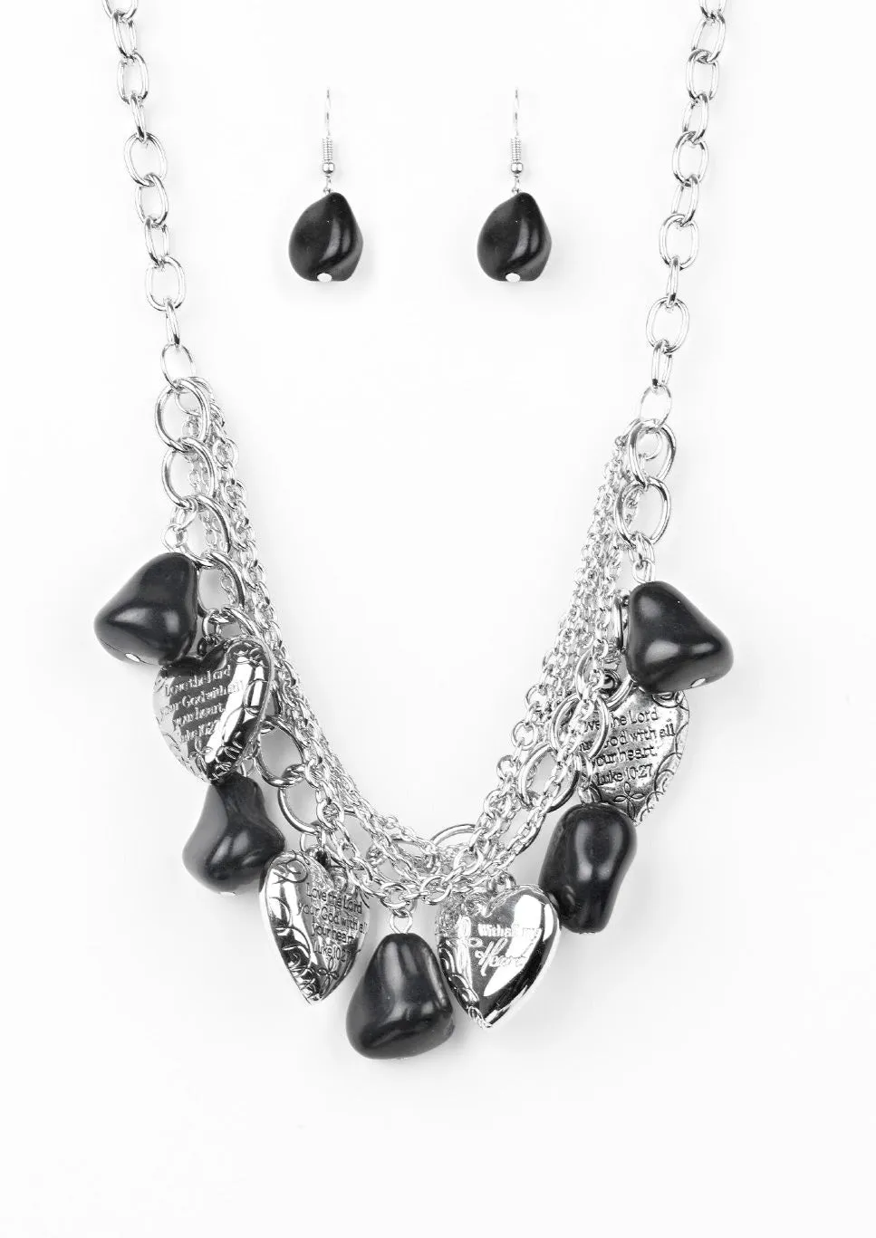 Change Of Heart  Black Necklace Set