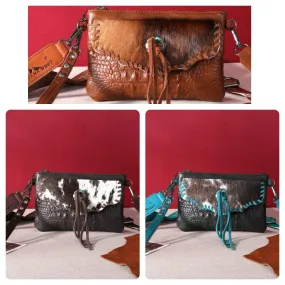 Croc cowhide Wristlet