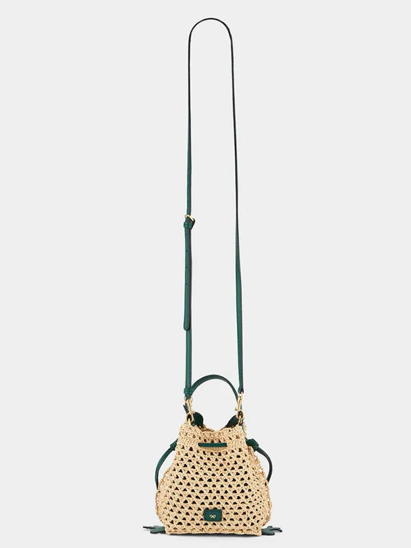 Cross Body Frog in Natural Raffia