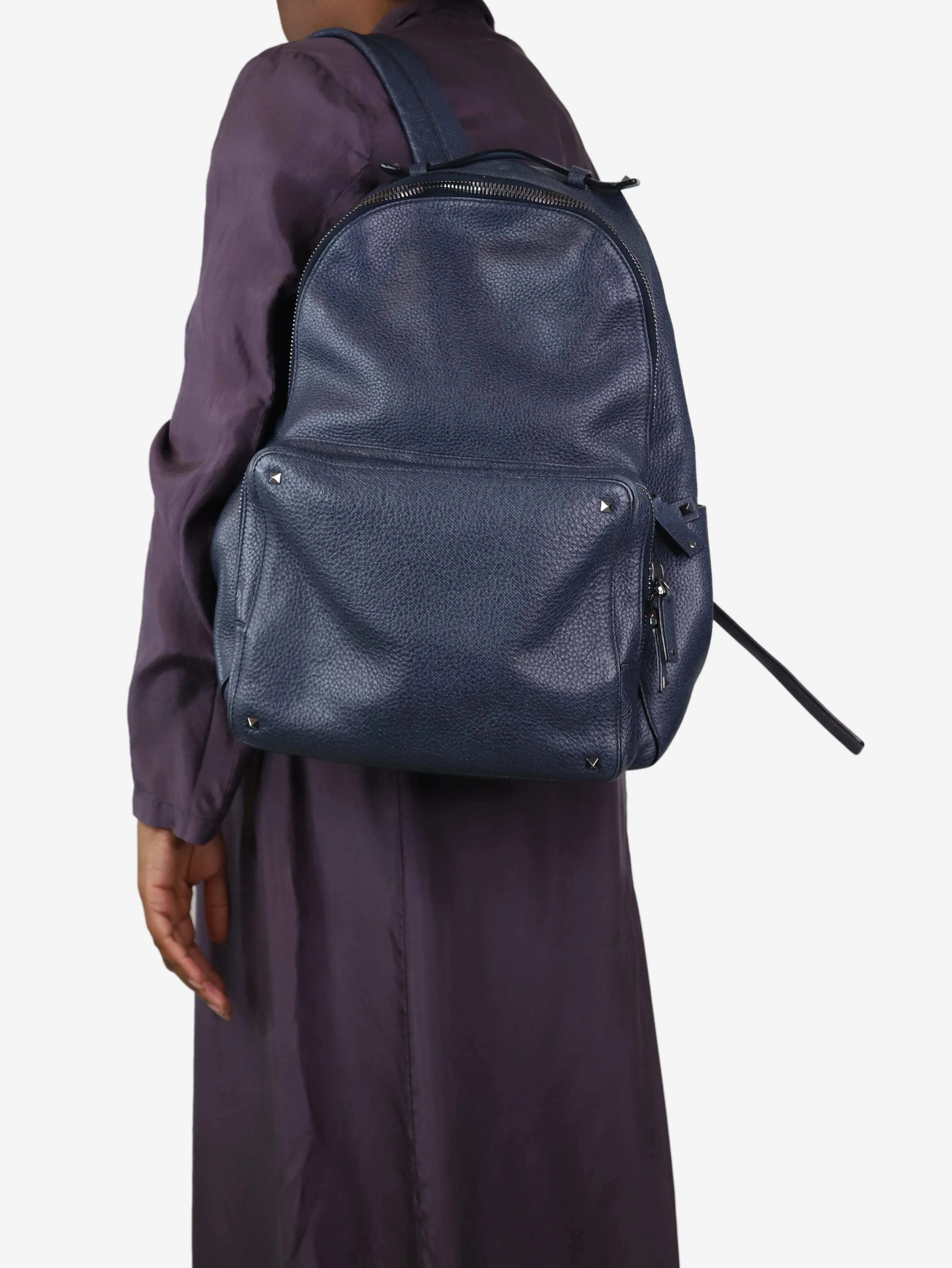 Dark blue Rockstud leather backpack