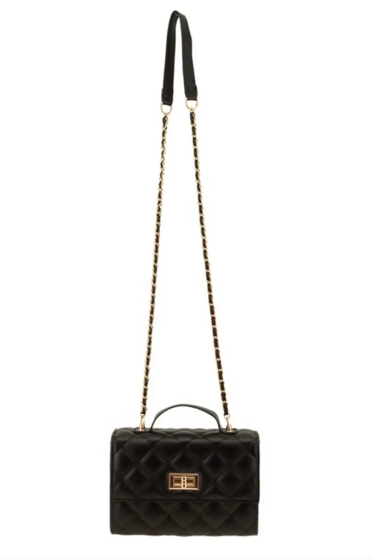 Diamond Quilted Crossbody (Black)