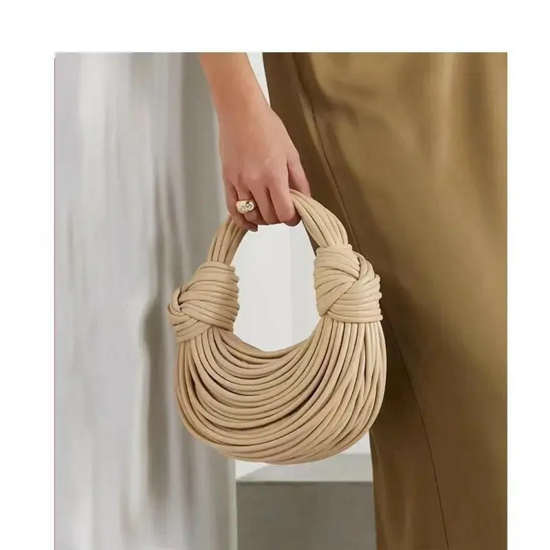 Exquisite Handwoven Noodle Bag: Luxe Gold & Silver Clutch