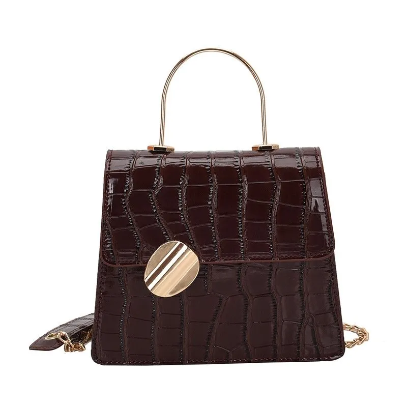 Flap Buckle Design Stone Pattern Crossbody Bag