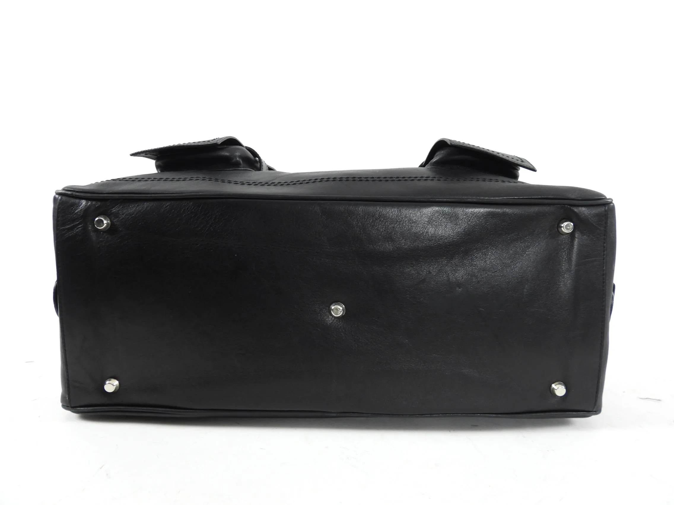 Gianni Versace Mid 2000's Black Leather Top Handle Bag