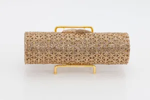 Gold Jeweled Cylinder Evening Bag