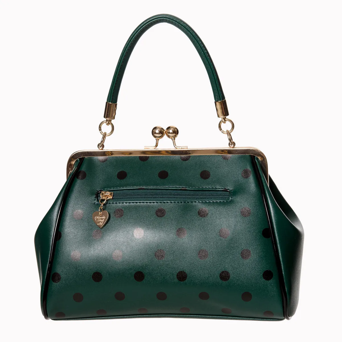 Green and Black Vintage Polka Dot Handbag