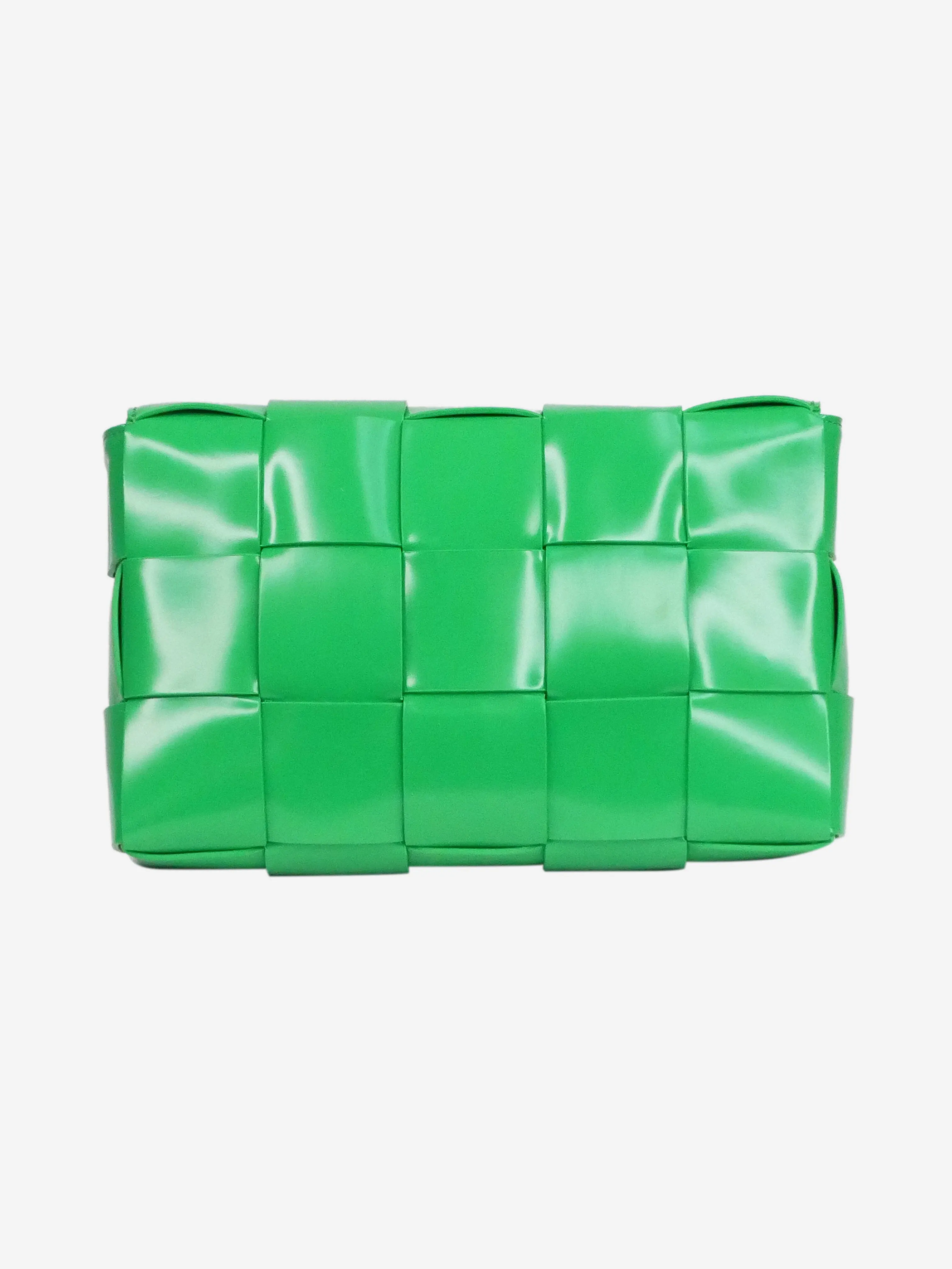 Green patent Cassette cross-body bag