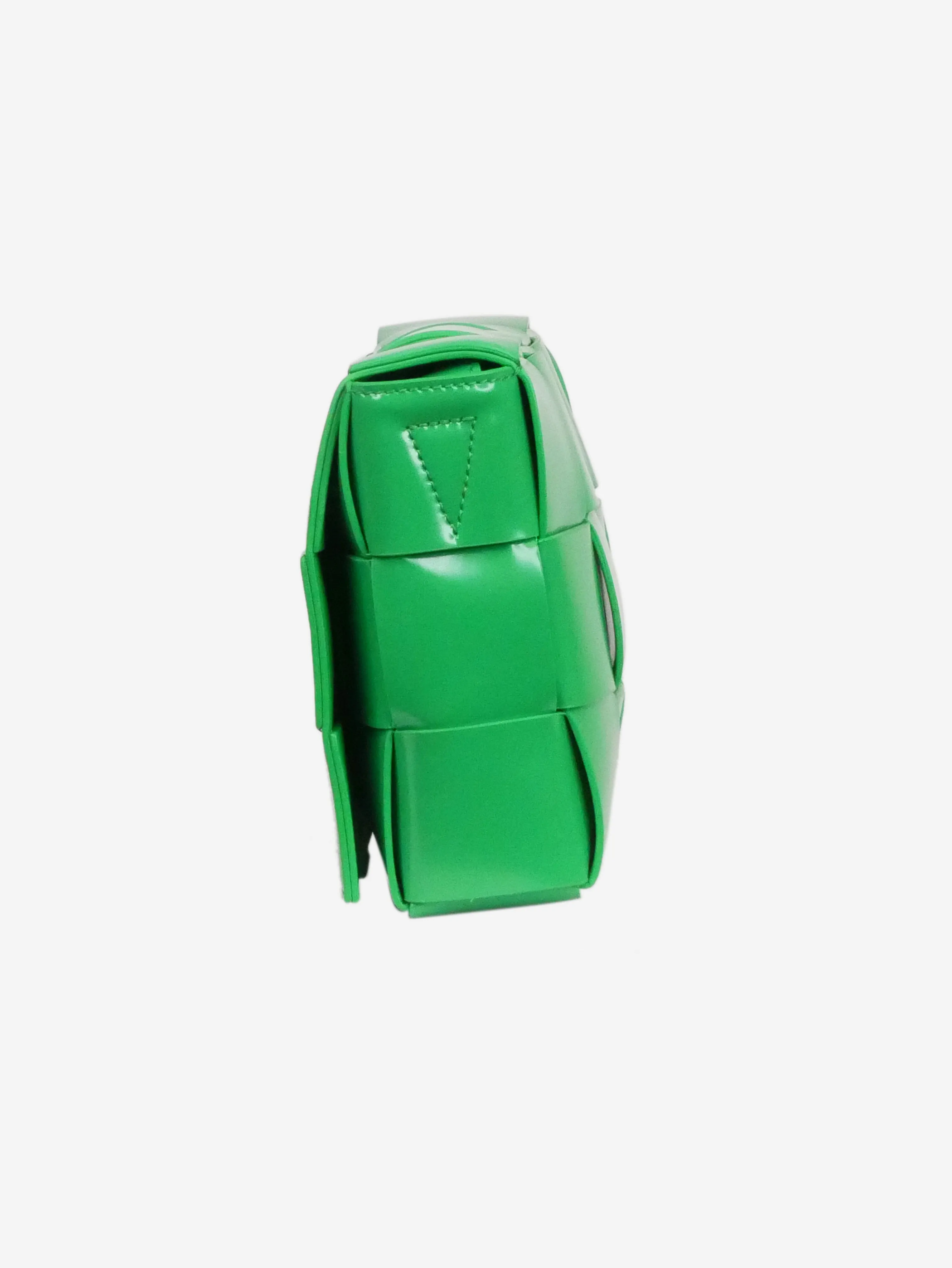 Green patent Cassette cross-body bag