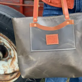 Grey Leather Purse Tote