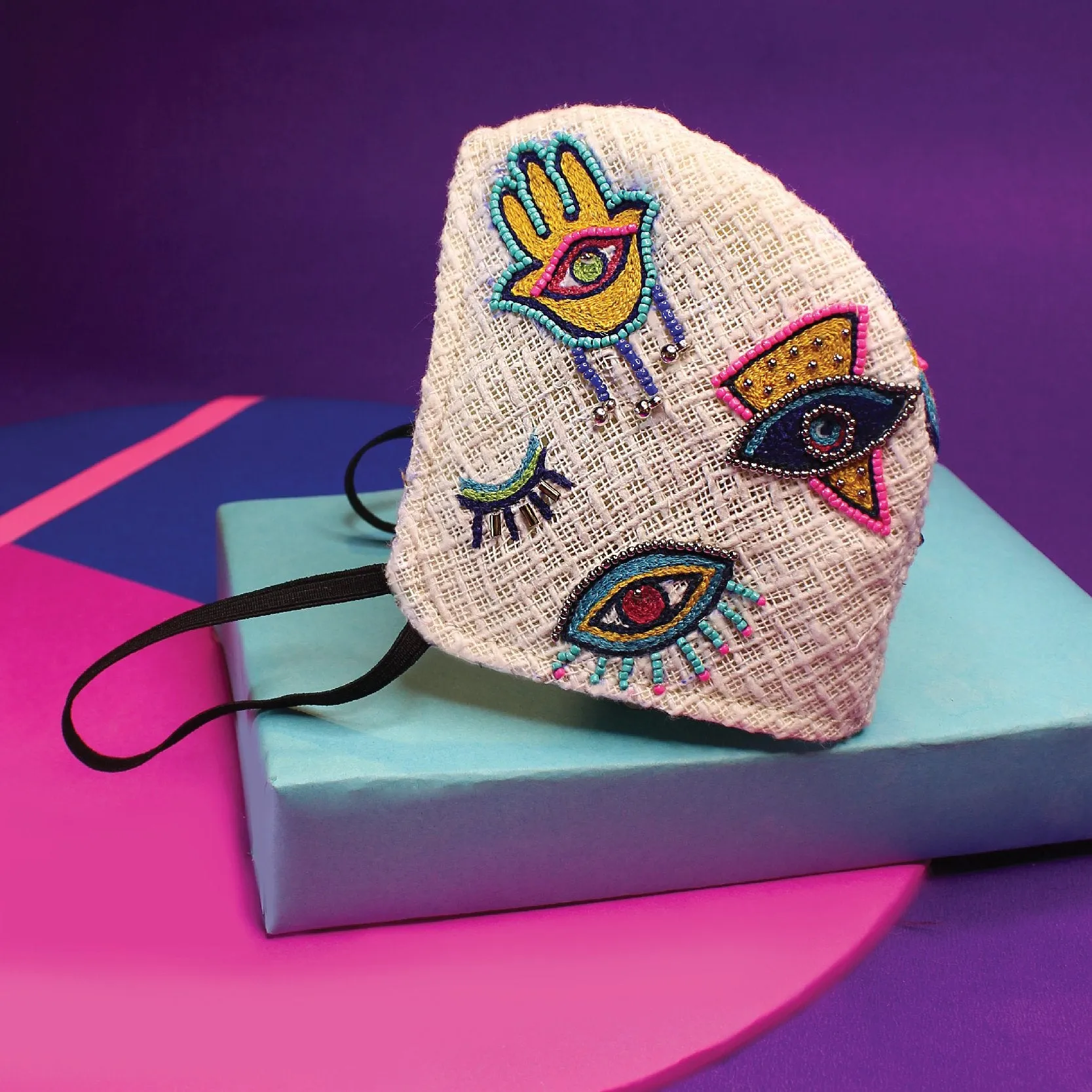 Hamsa Embroidered Mask