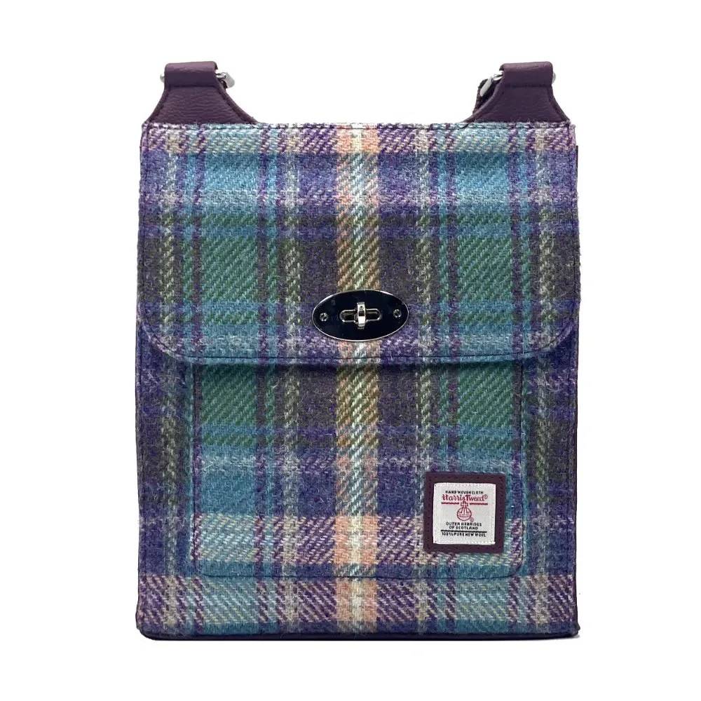 Harris Tweed Satchel - Green/Purple