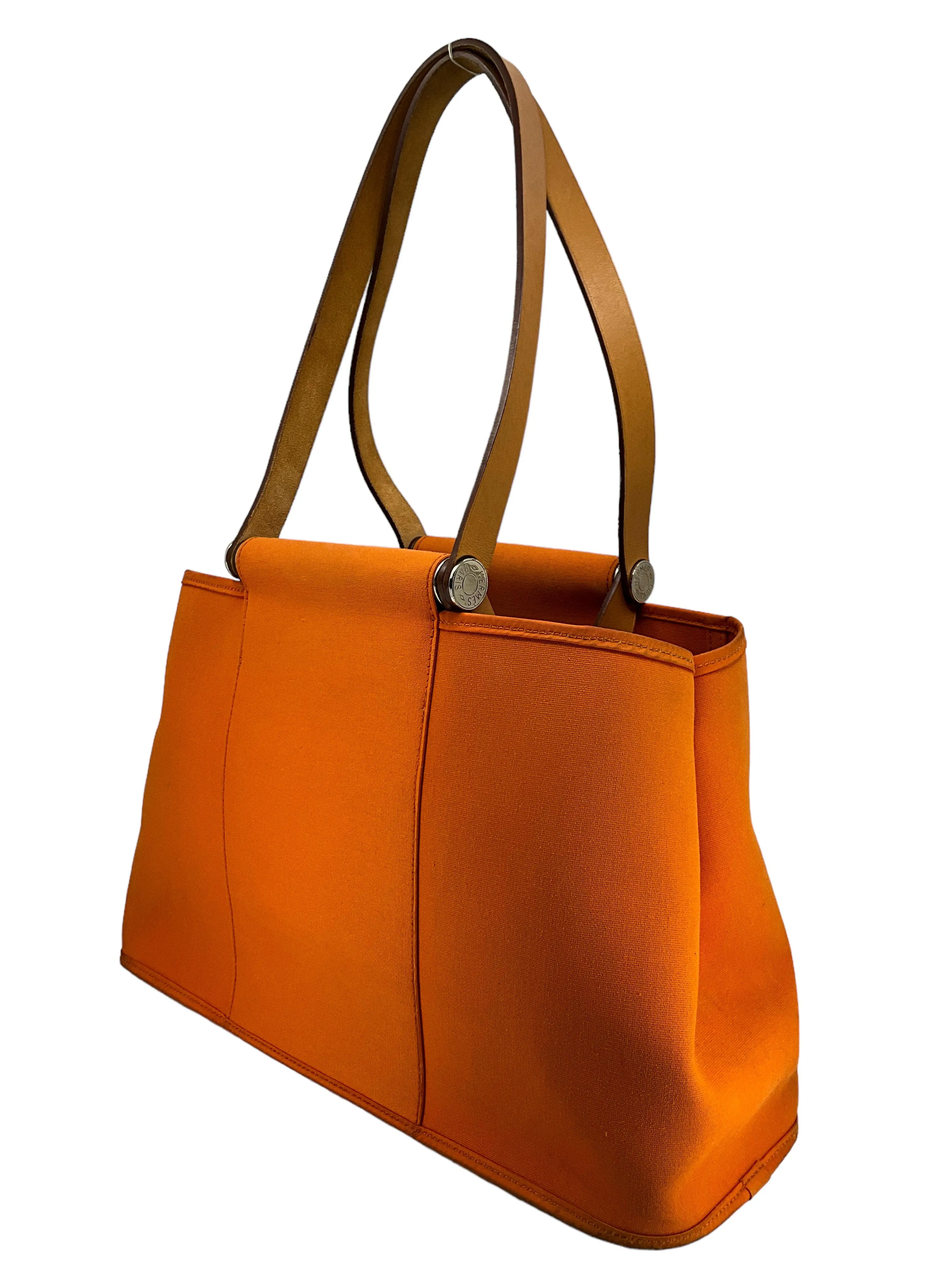 Hermes Orange Canvas Cabag Elan PM Tote Bag