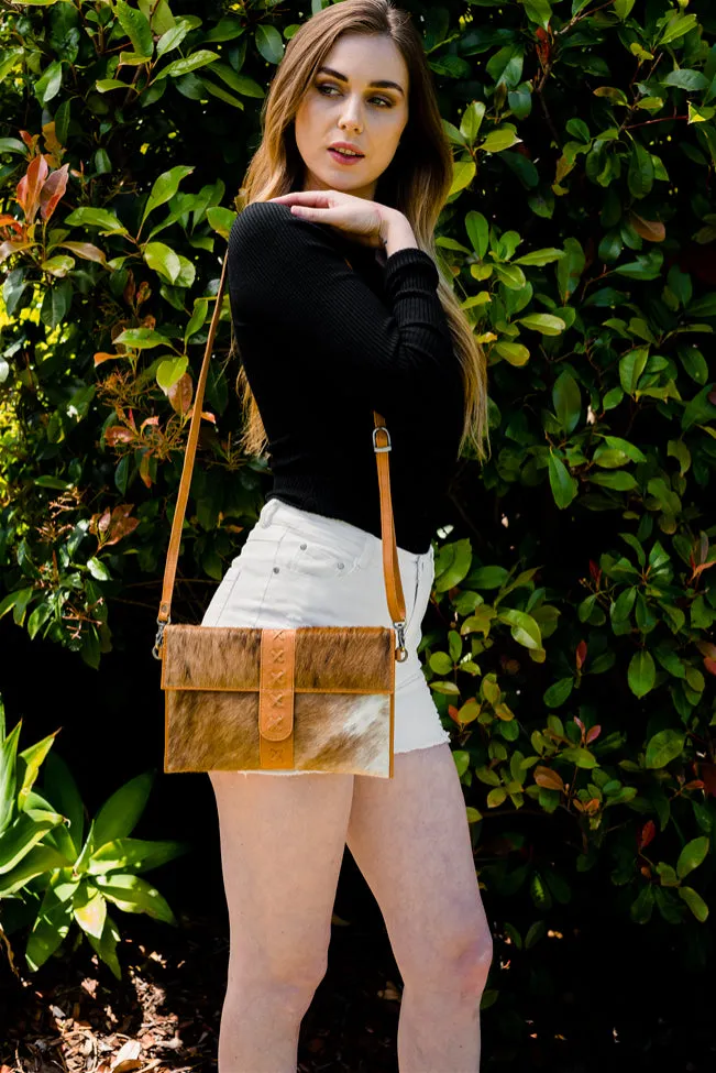 Jersey Cowhide Bag - Tan/White