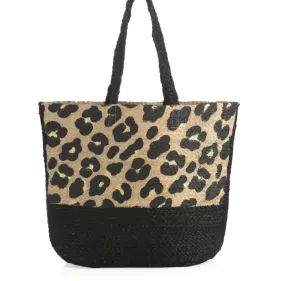 Jute Leopard Tote Bag