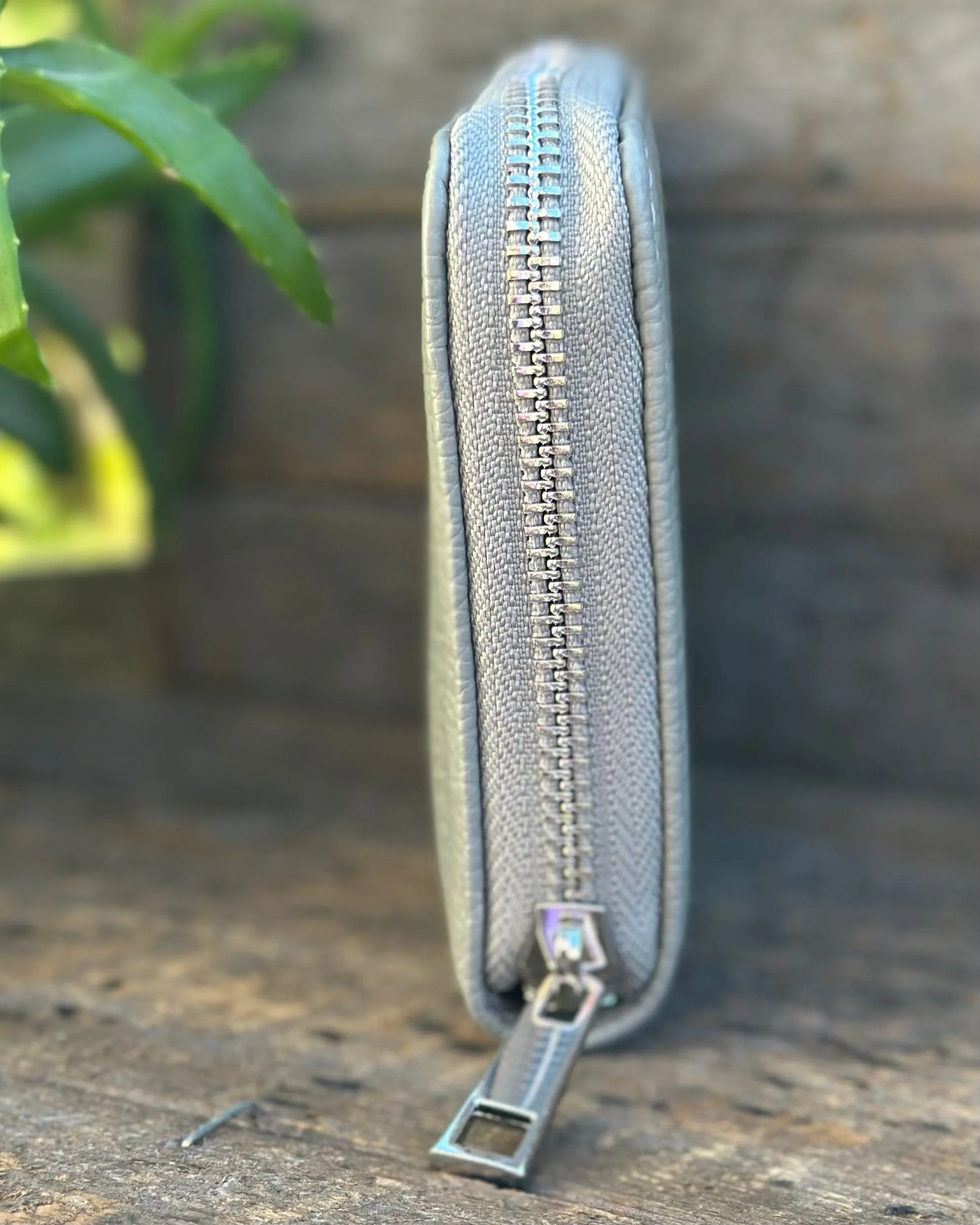 Leather Purse/Card Holder - Pale Grey