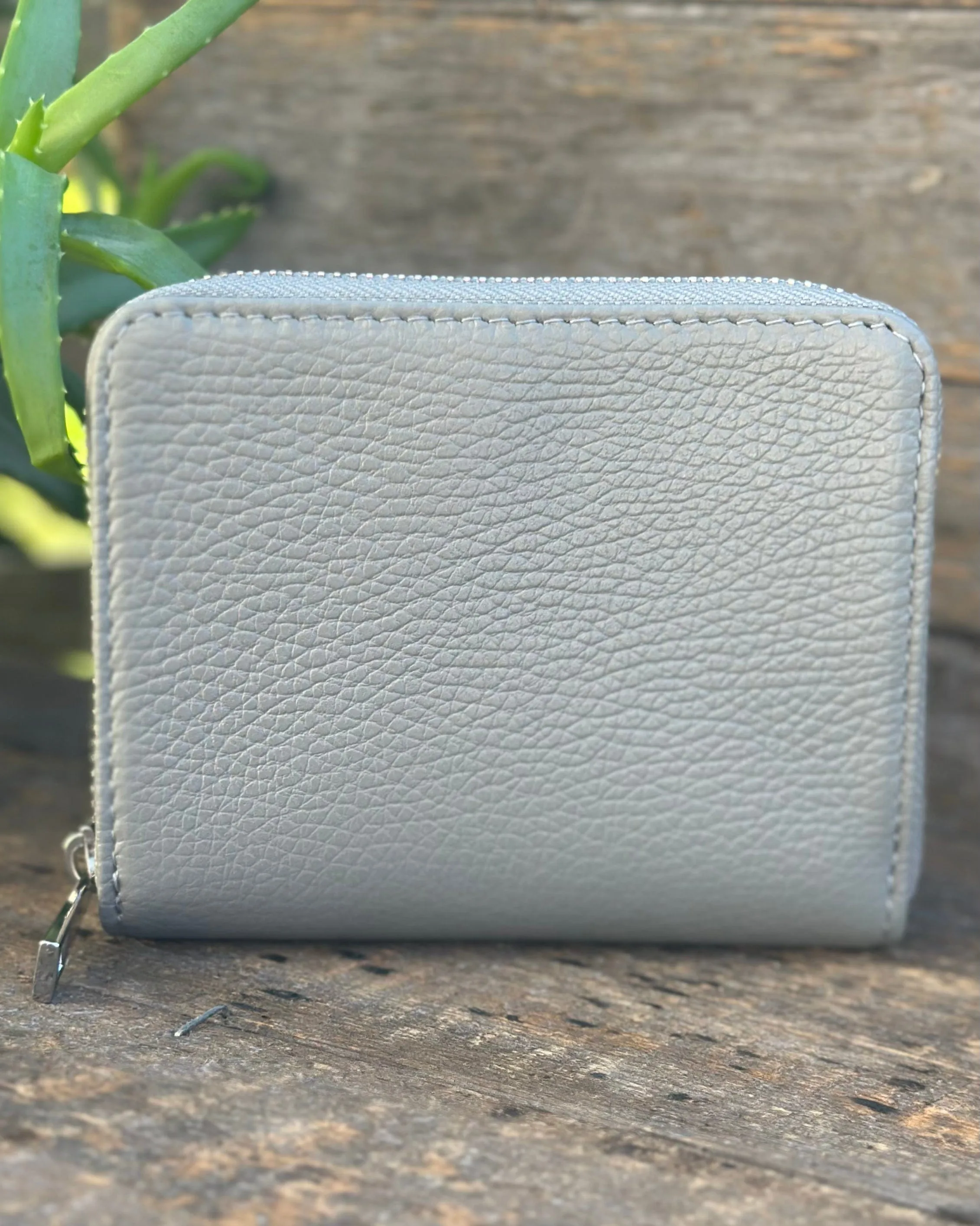 Leather Purse/Card Holder - Pale Grey