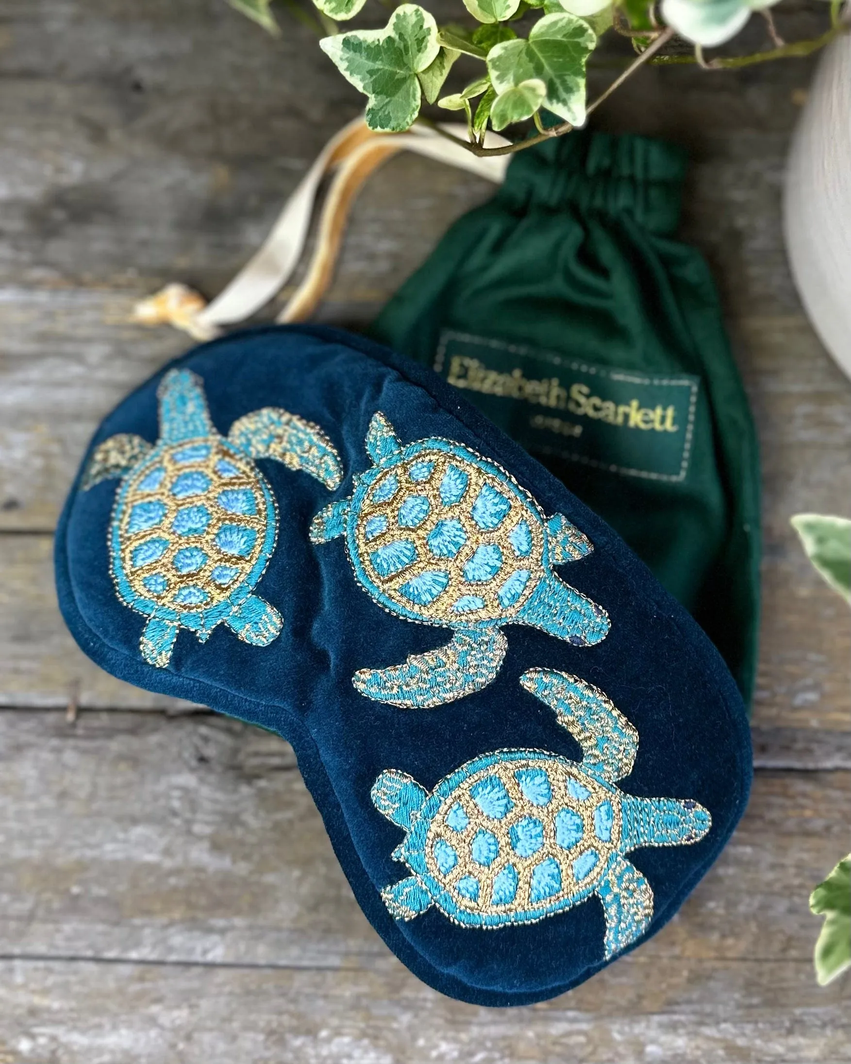 Luxury Velvet Turtles Eye Mask - Marine Navy