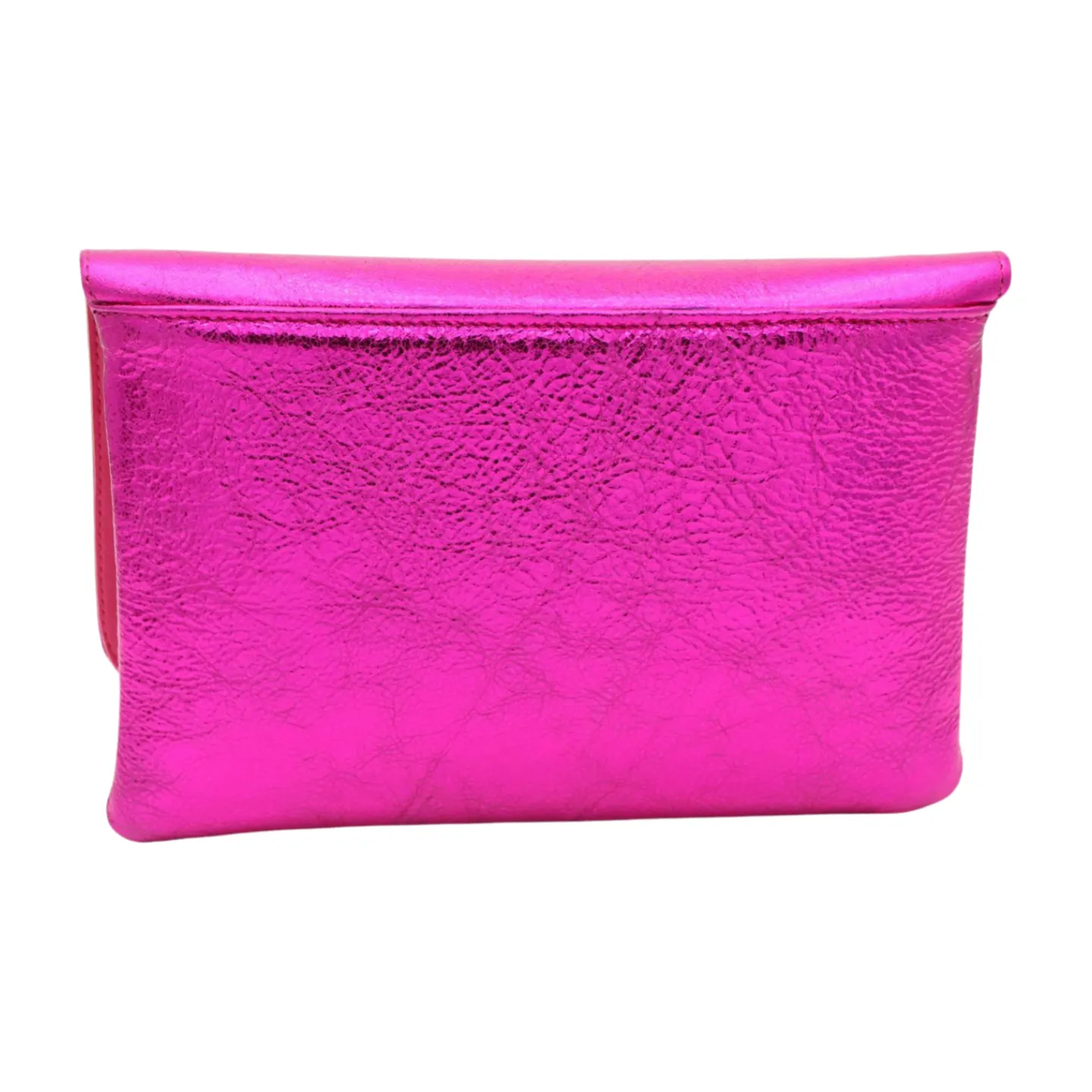 MARIAN  Pink metallic Leather Clutch Bag