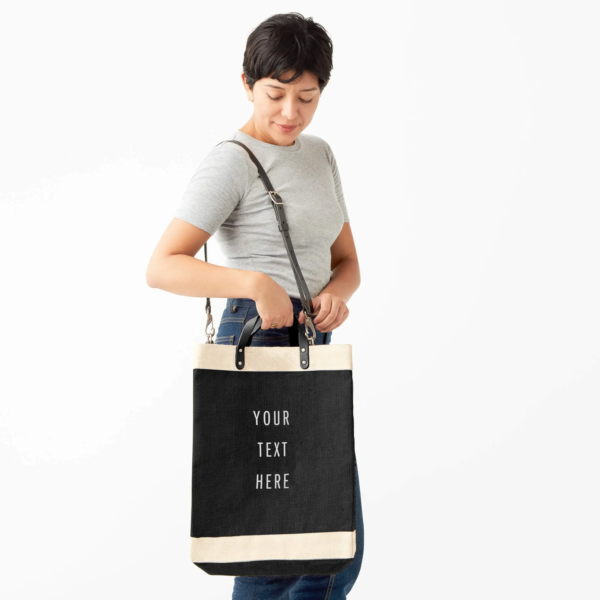 Market Bag in Black with Black Strap