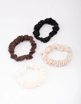 Neutral Thin Fabric Scrunchie 4-Pack