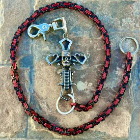 Old School Cross Wallet Chain - Black & Red Daytona Deluxe - WC704D