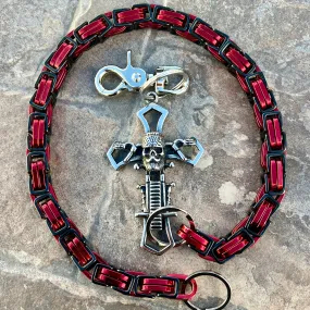 Optimized title in English with modifiers: 

 Classic Black & Red Old School Cross Wallet Chain for Daytona Road King WC704RK