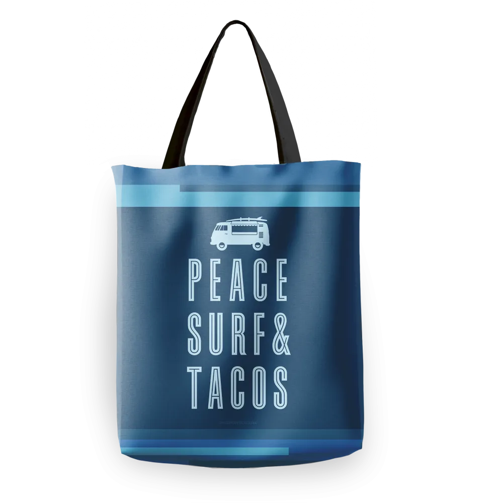 Peace Surf & Tacos Tote Bag