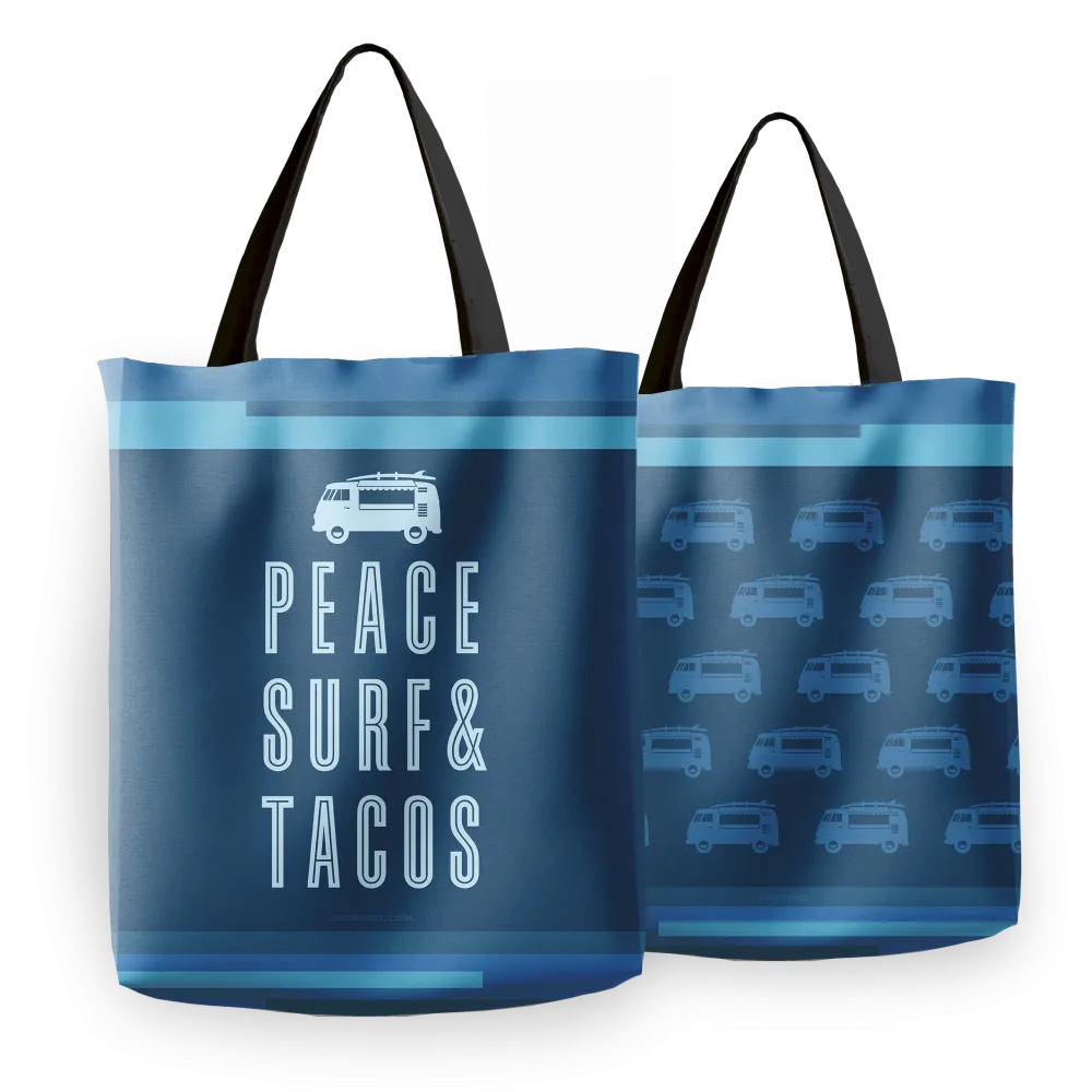 Peace Surf & Tacos Tote Bag