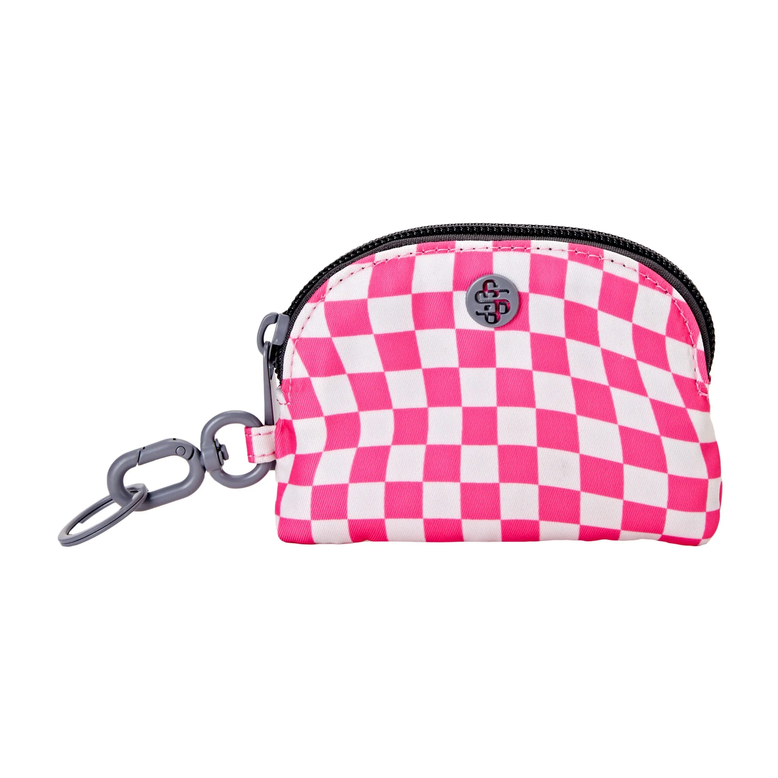 Pink Checkered Small Pouch Keychain