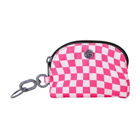 Pink Checkered Small Pouch Keychain