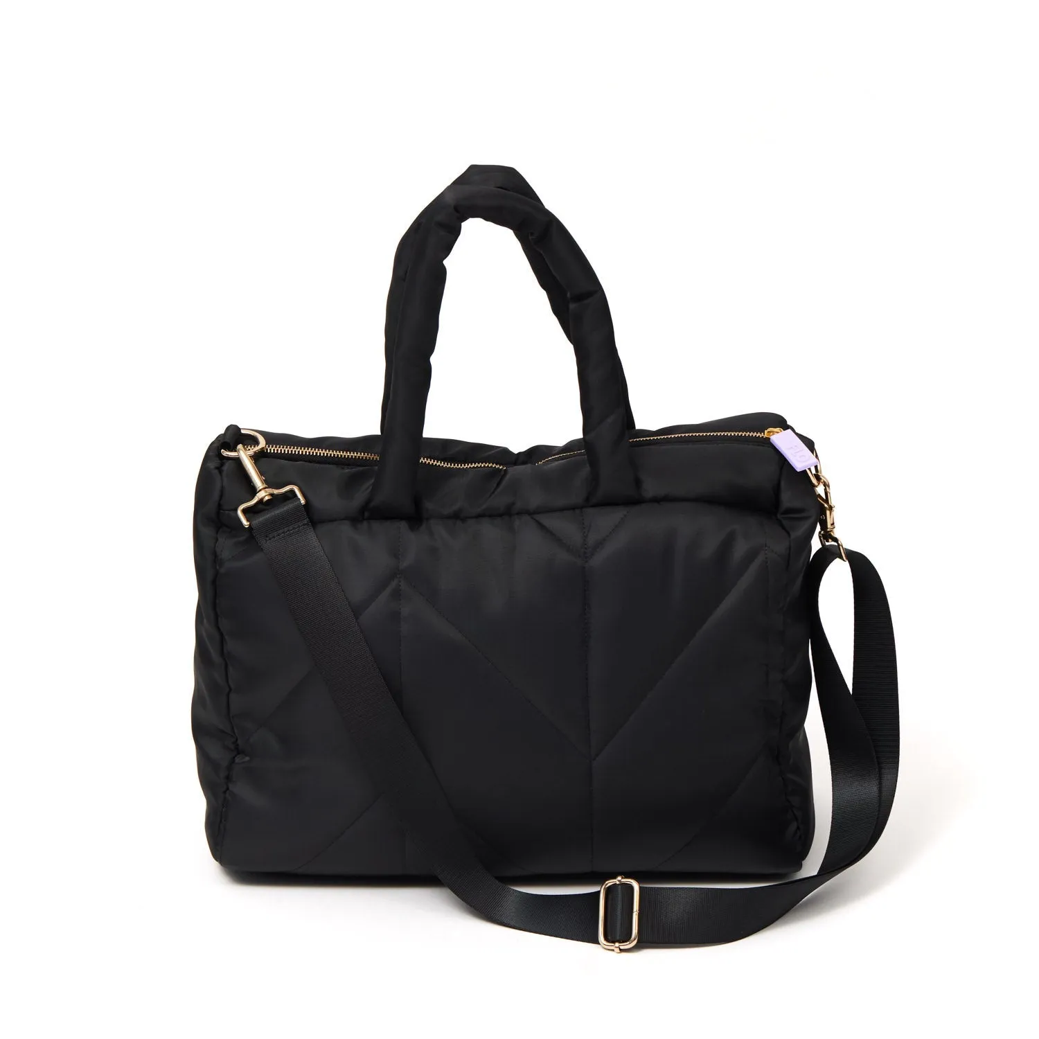 Puffer Style Dance Bag with Adjustable Shoulder Strap in Black