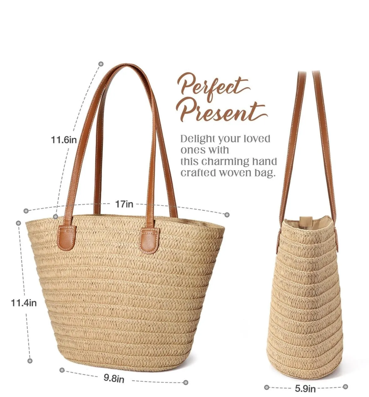 Straw Bucket Bag Stripe in tan